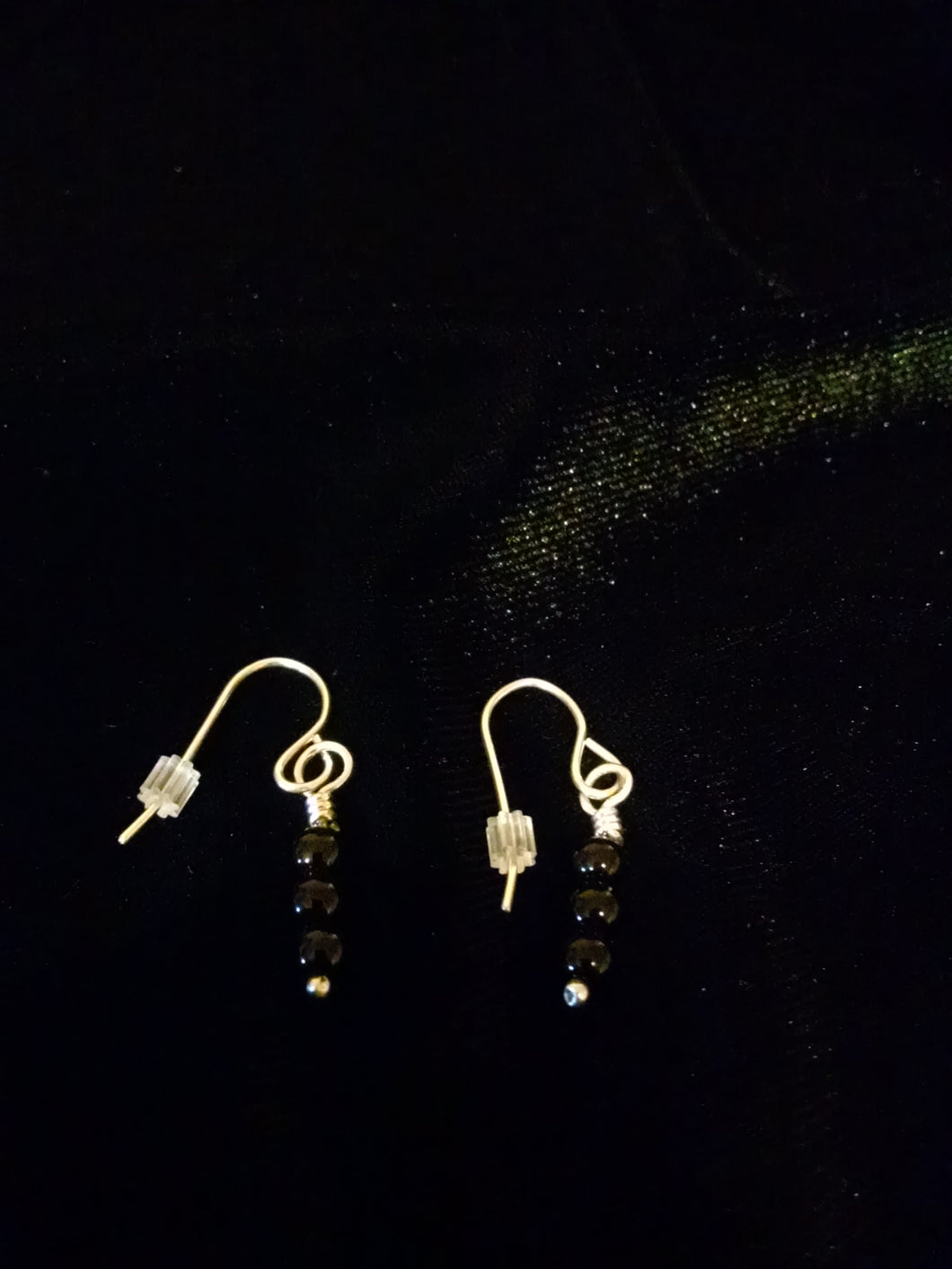 Sterling Silver Earrings-4mm Black Onyx Beads