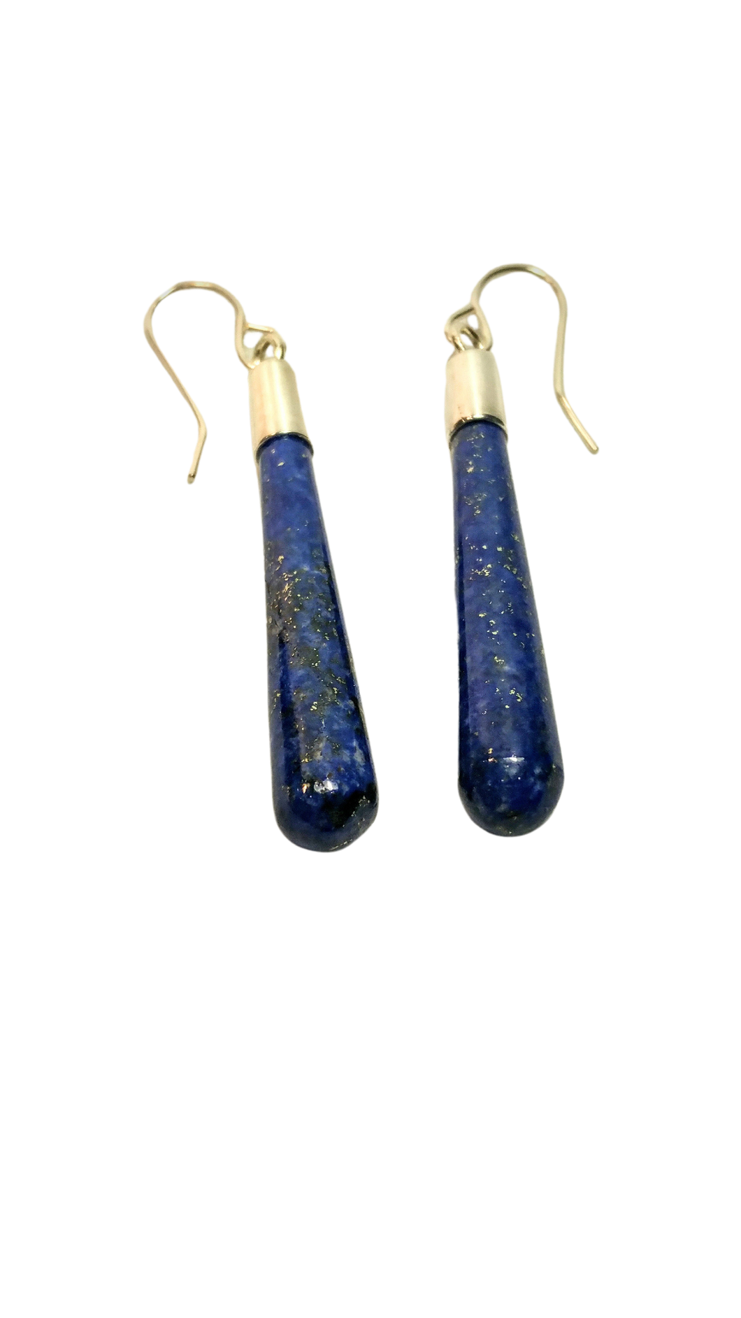 Lapis Drop Earrings with a Fine Silver Cap and SS Earwires